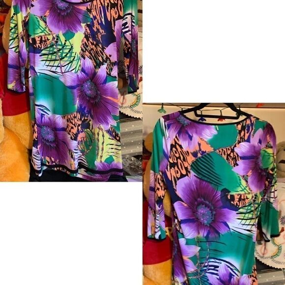 TBAGS LA Dress 3/4 Sleeve Floral Mini Med. EUC - Picture 3 of 8